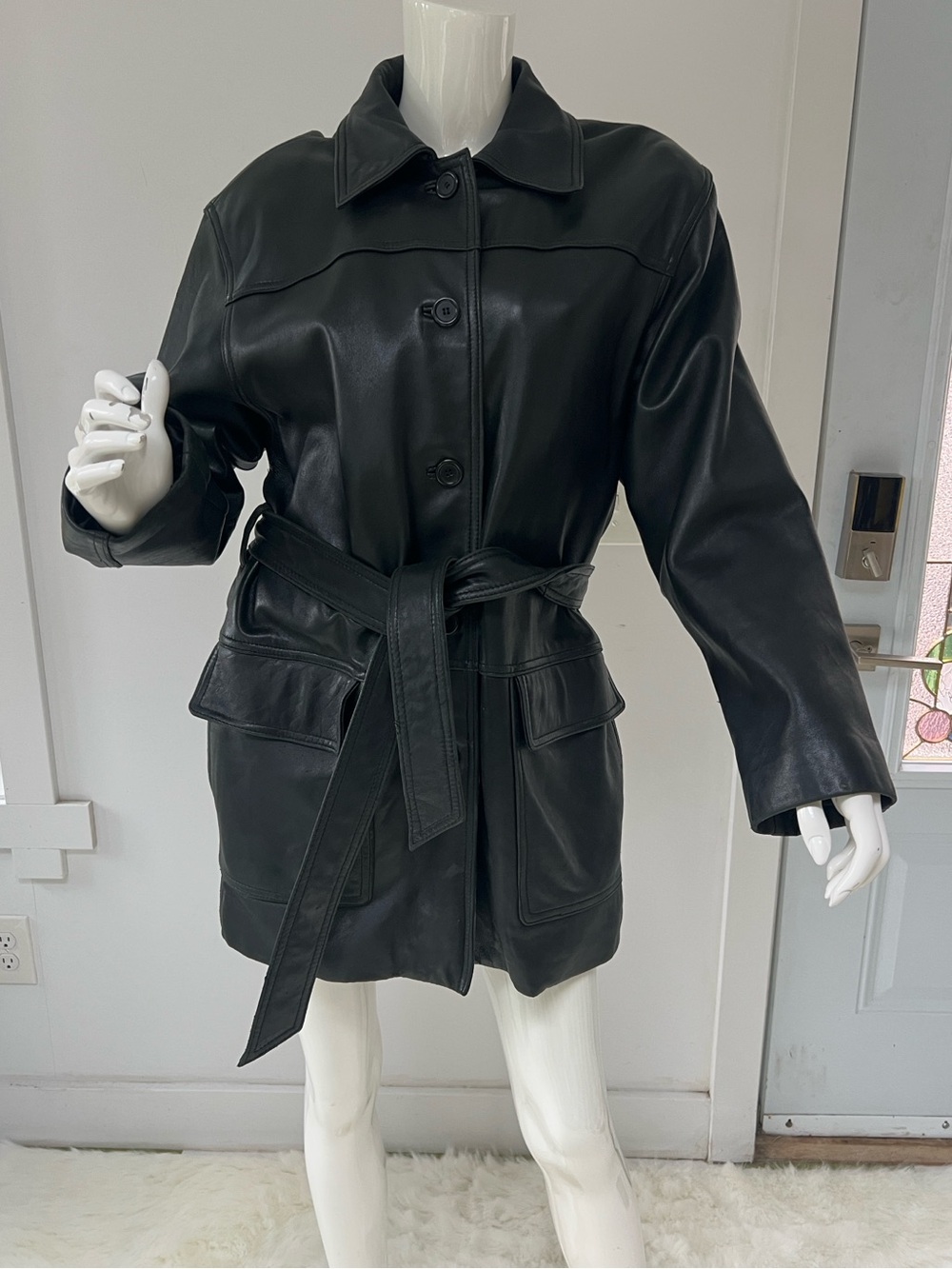 Danier Black Leather Jacket coat size Small Made in Canada gothic